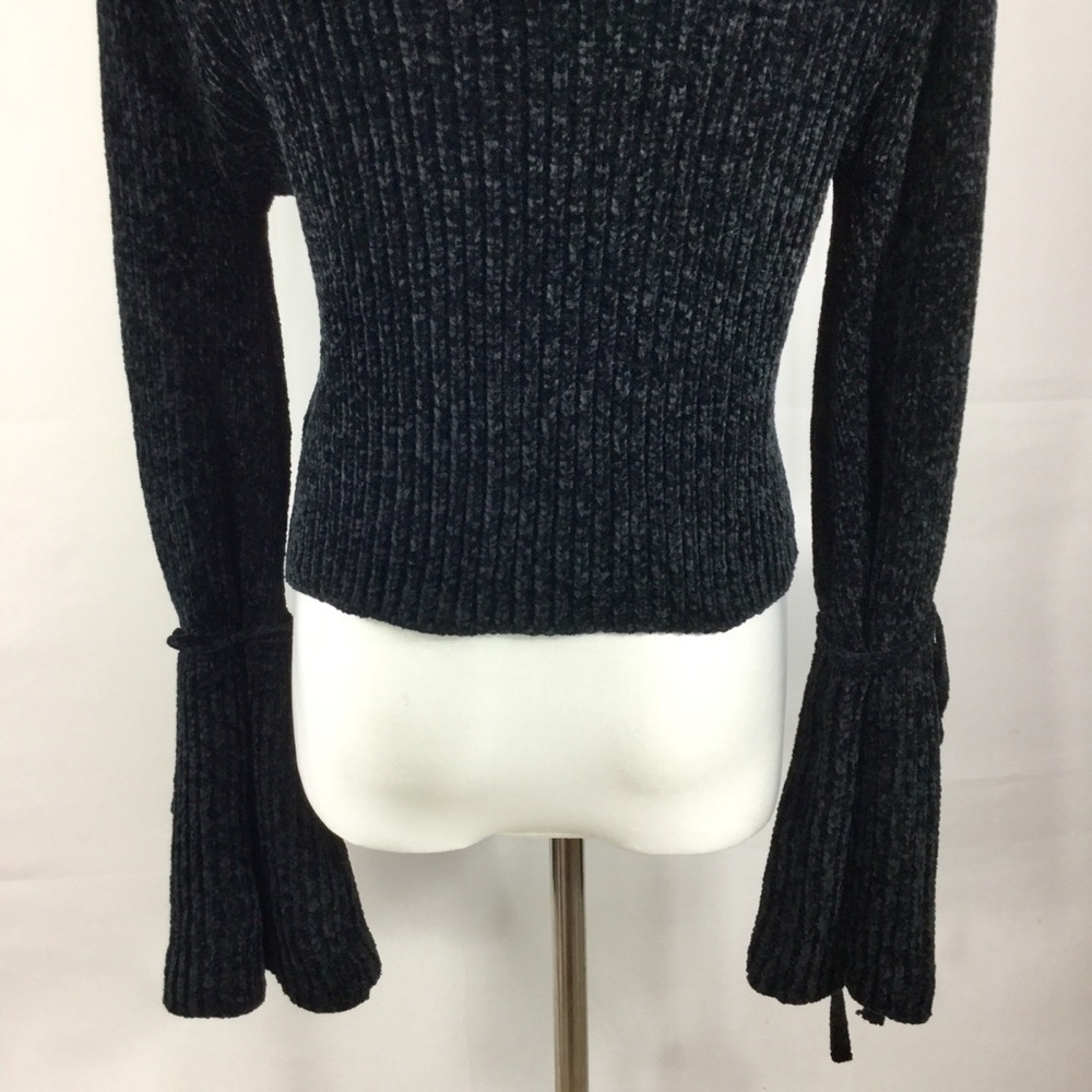 Lovers + Friends Parkwood Sweater Cropped Chenille Tie Bell Sleeve Black Size S - Picture 12 of 16